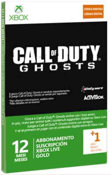 Tarjeta Xbox Live Gold 12 Meses 1 Mes Cod Ghost  X360xbox O
